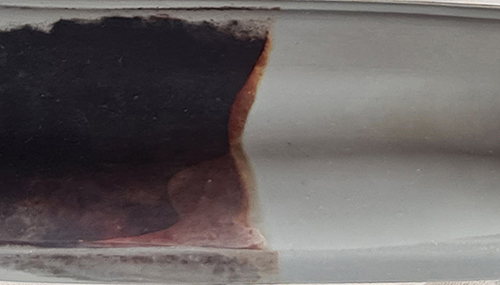 image of half cleaned washing machine door seal